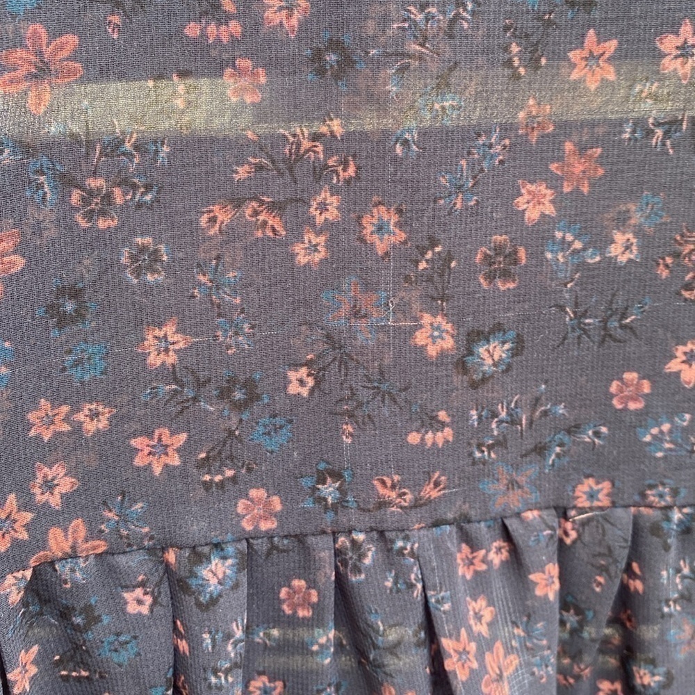 Frank & Oak Printed chiffon floral dress mid sleeves sheered Size Small - Picture 9 of 11